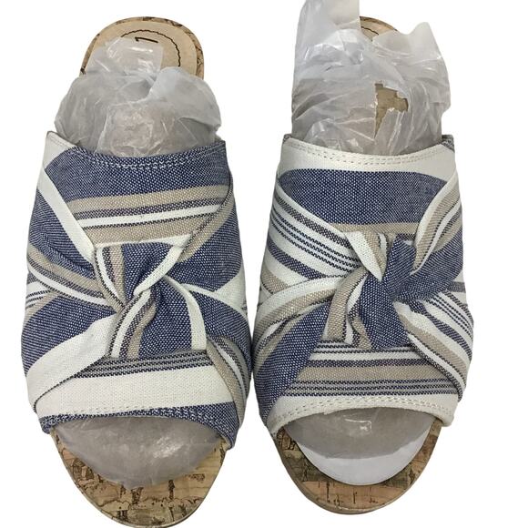 Lifestride Laguna Peep Toe Slip On Cork Chunky Heel Sandal Mule sz 6 NWT NEW BOX - Picture 6 of 13